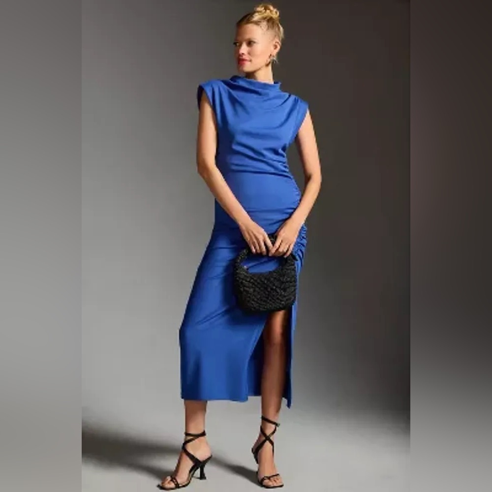 The Maya Ruched Cowl-Neck Dress